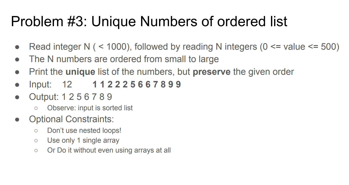 Printing Unique Numbers